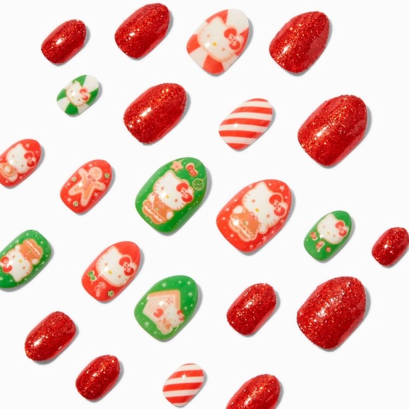 Claire's Other - Hello Kitty® Claire's Exclusive Christmas Stiletto Press On‎ Vegan Faux Nail Set